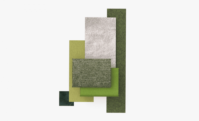 Materials, Fabrics collage in green