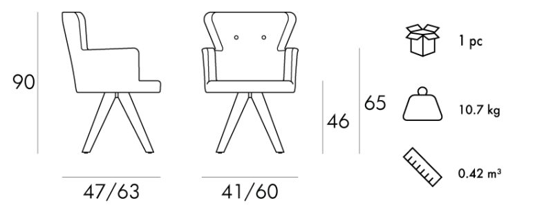 Cuore-Spider-Oak-Armchair-Dimensions