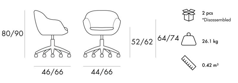Globe-Aluminium-Office-Armchair-Dimensions