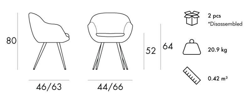 Globe-Conic-Armchair-Dimensions