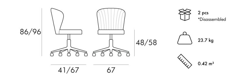 Gloria-Poliamid-Office-Chair-Dimensions