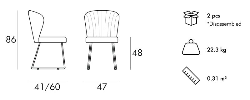 Gloria-Sled-Chair-Dimensions