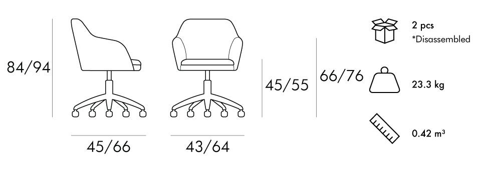 Premiere-Aluminium-Office-Armchair-Dimensions