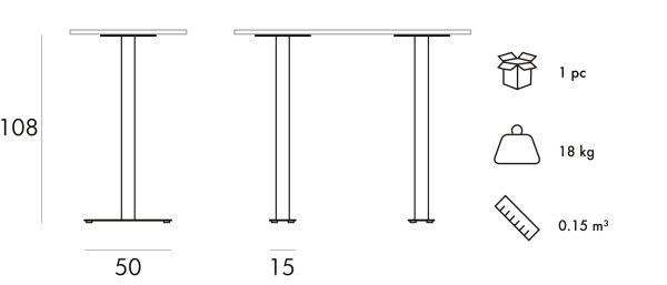 Venus Bar Table, 15x50 Dimensions
